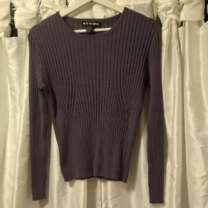 Revue Ribbed Knit Top in Gray Lg